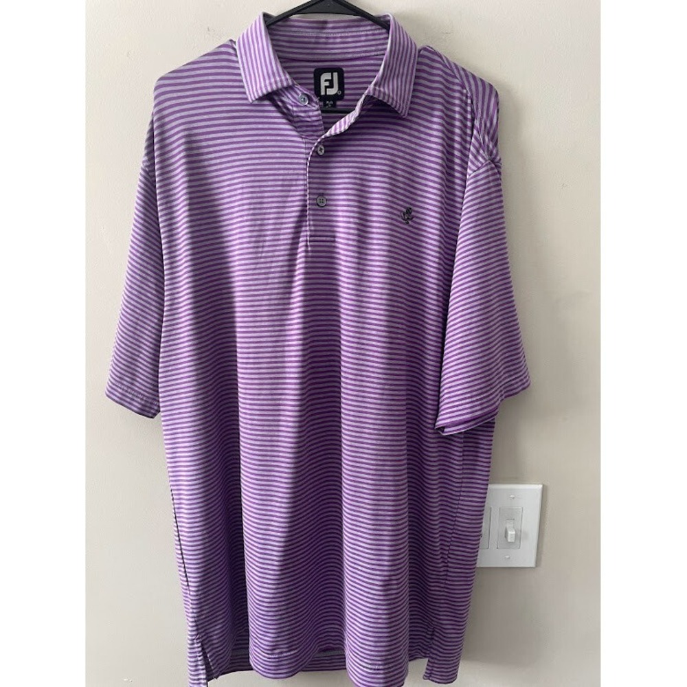FJ Footjoy Men's Golf Polo Shirt Purple Rose Flower‎ Logo on Chest Size Large